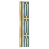 ギリシャ国旗のヴィンテージグランジデザイン ショートテーブルランナー (正面)