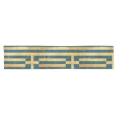 ギリシャ国旗のヴィンテージグランジデザイン ショートテーブルランナー (横)