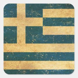 ギリシャ国旗のヴィンテージグランジデザイン スクエアシール