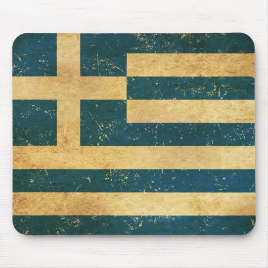 ギリシャ国旗のヴィンテージグランジデザイン マウスパッド (正面)
