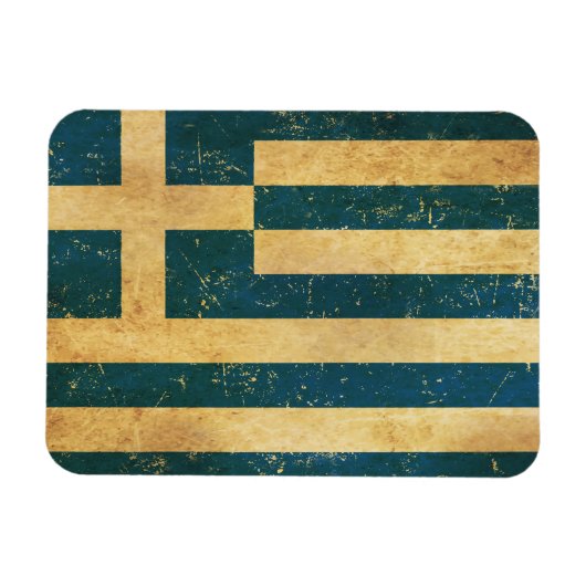 ギリシャ国旗のヴィンテージグランジデザイン マグネット (横)