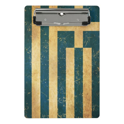 ギリシャ国旗のヴィンテージグランジデザイン ミニクリップボード (正面)