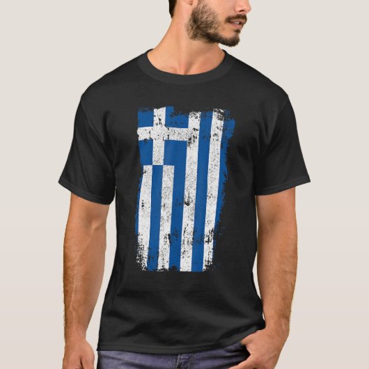 ギリシャ国旗のヴィンテージプライドギリシャ Tシャツ (正面)