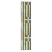 ギリシャ国旗のヴィンテージ グランジ ショートテーブルランナー (正面)