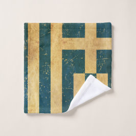 ギリシャ国旗のヴィンテージ グランジ バスタオルセット