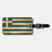 ギリシャ国旗のヴィンテージ グランジ ラゲッジタグ (正面横)