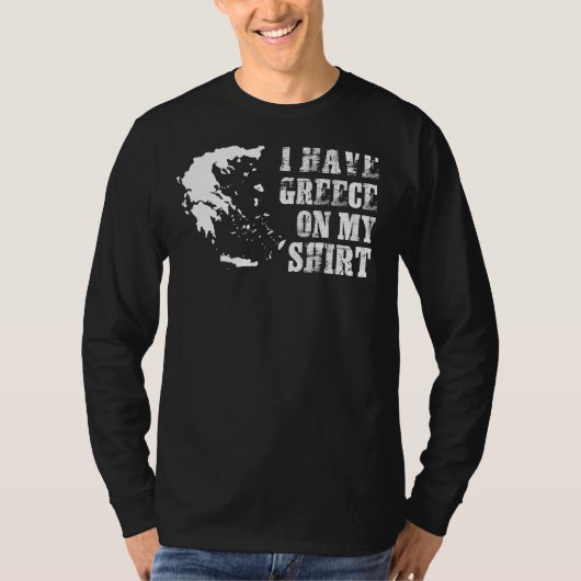 ギリシャ国旗の地図と男性の女性 Tシャツ (正面)