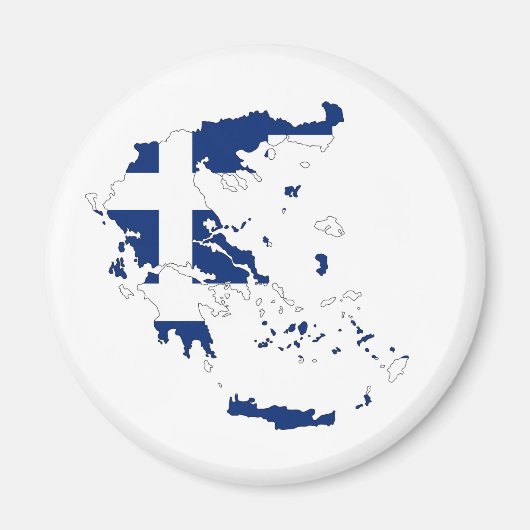 ギリシャ国旗の地図のシェイプ記号 マグネット (正面)