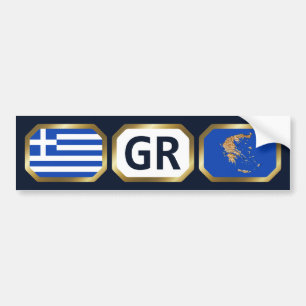 ギリシャ国旗の地図コードバンパーステッカー バンパーステッカー