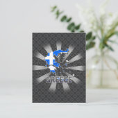 ギリシャ国旗の地図2.0 ポストカード (スタンド正面)