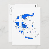 ギリシャ国旗の地図 ポストカード (正面/裏面)