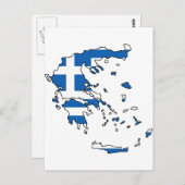 ギリシャ国旗の地図GR ポストカード (正面/裏面)