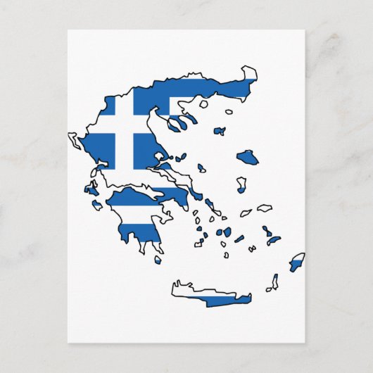 ギリシャ国旗の地図GR ポストカード (正面)