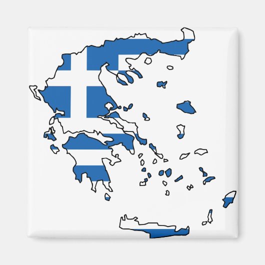 ギリシャ国旗の地図GR マグネット (正面)