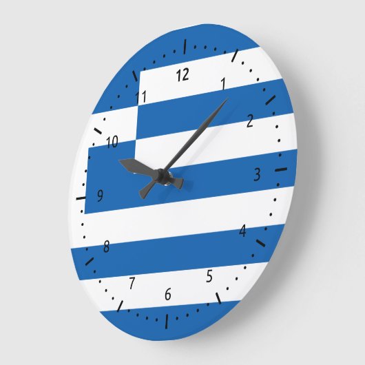 ギリシャ国旗の壁掛け時計 ラージ壁時計 (傾斜)