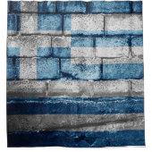 ギリシャ国旗の壁 シャワーカーテン (正面)