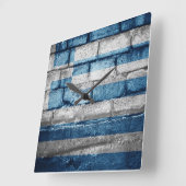 ギリシャ国旗の壁 スクエア壁時計 (傾斜)
