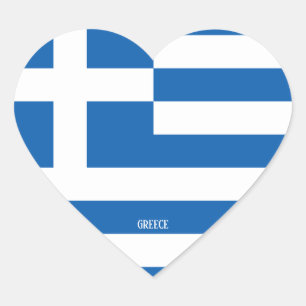 ギリシャ国旗の愛国心 ハートシール
