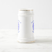 ギリシャ国旗の球体にオリジナルテキスト ビールジョッキ (中央)