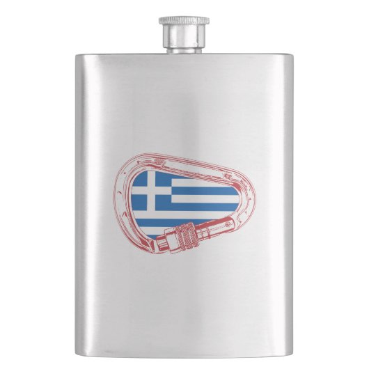 ギリシャ国旗の登山カラビナー フラスク (正面)