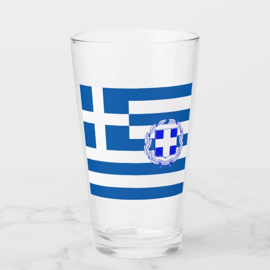 ギリシャ国旗の紋章   タンブラーグラス (正面)
