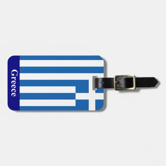 ギリシャ国旗の荷物タグ（奥に住所を追加） ラゲッジタグ (正面横)