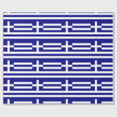 ギリシャ国旗の青い白ストライプ色と十字 ラッピングペーパー (フラット)