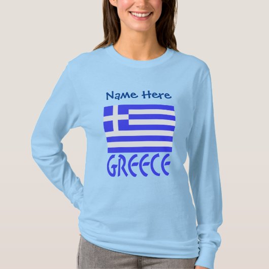 ギリシャ国旗の青の個人設定 Tシャツ (正面)