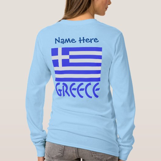 ギリシャ国旗の青の個人設定 Tシャツ (裏面)