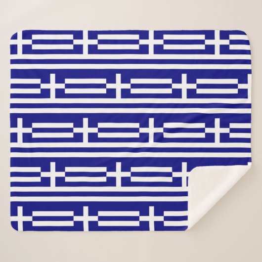 ギリシャ国旗を持つ愛国的シェルパ毛布 シェルパブランケット (正面(横))