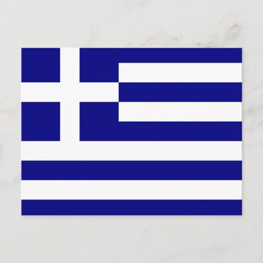 ギリシャ国旗を掲げたはがき ポストカード (正面)