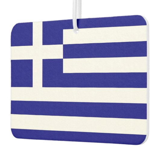 ギリシャ国旗を掲げたカーエアーフレザー カーエアーフレッシュナー (左)