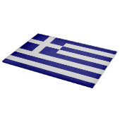 ギリシャ国旗を掲げたガラス板 カッティングボード (角)