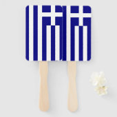 ギリシャ国旗を掲げたハンドファンのセット ハンドファン (正面&裏面)