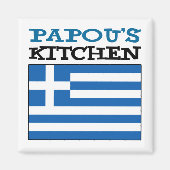 ギリシャ国旗を掲げたパポーの台所 マグネット (正面)