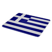 ギリシャ国旗を掲げた小さなガラス板 カッティングボード (角)