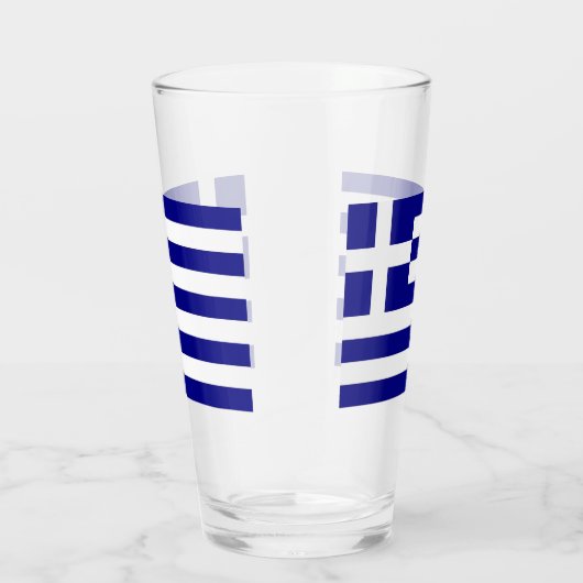 ギリシャ国旗を掲げた愛国的なガラス杯 タンブラーグラス (右)