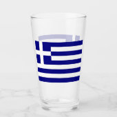 ギリシャ国旗を掲げた愛国的なガラス杯 タンブラーグラス (正面)