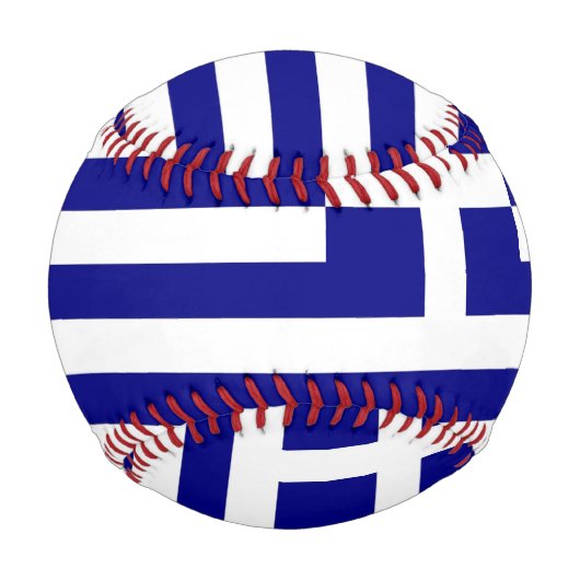 ギリシャ国旗を掲げた愛国野球 野球ボール (正面)