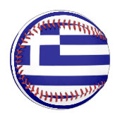 ギリシャ国旗を掲げた愛国野球 野球ボール (正面左)