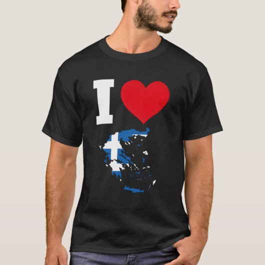 ギリシャ国旗ギリシャI愛ギリシャ Tシャツ (正面)