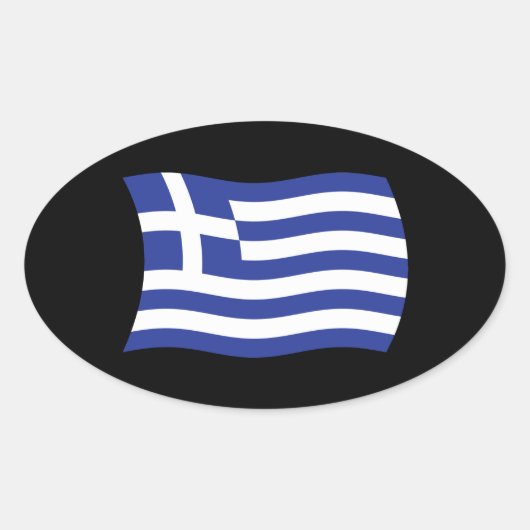 ギリシャ国旗ステッカー 楕円形シール (正面)