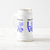 ギリシャ国旗ハート型 青い 愛 ビールジョッキ (正面左)