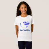 ギリシャ国旗ハート] あなたのテキストTシャツ Tシャツ (正面フル)