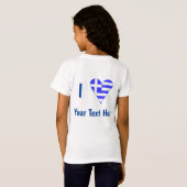 ギリシャ国旗ハート] あなたのテキストTシャツ Tシャツ (裏面フル)