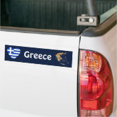 ギリシャ国旗ハート + 地図 バンパーステッカー (トラック上)