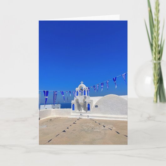 ギリシャ国旗ホワイトチャーチ建物ギリシャ カード (正面)