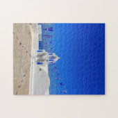 ギリシャ国旗ホワイトチャーチ建物ギリシャ ジグソーパズル (横)