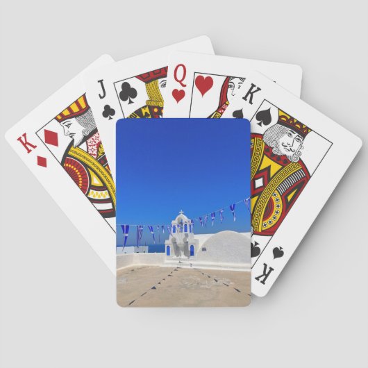 ギリシャ国旗ホワイトチャーチ建物ギリシャ トランプ (裏面)