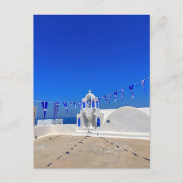 ギリシャ国旗ホワイトチャーチ建物ギリシャ ポストカード